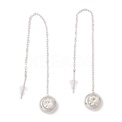 Crystal Rhinestone Half Round Dangle Stud Earrings EJEW-A067-15P-1