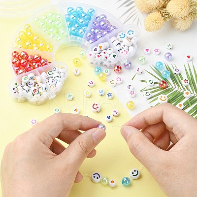 302Pcs 9 Style Transparent & Opaque Rainbow Iridescent Acrylic Beadss Plated and Enamel MACR-CJ0001-55-1