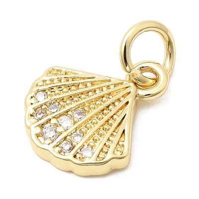 Brass Pave Clear Cubic Zirconia Pendants KK-G554-09B-G-1