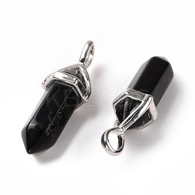Natural Obsidian Pointed Pendants G-K329-67P-1