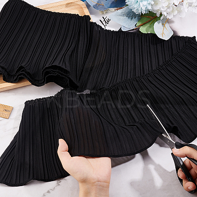 4 Yards Polyester Pleated Elastic Lace Ribbon OCOR-FG0001-79A-1