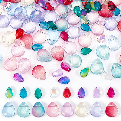 160Pcs 16 Style Transparent Spray Painted Glass Beads GLAA-GA0001-45-1