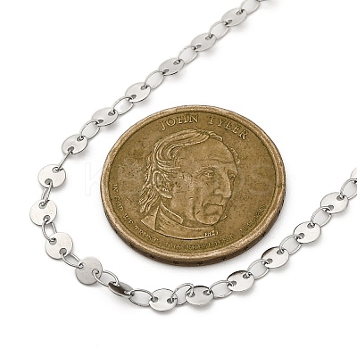 Anti-Tarnish 304 Stainless Steel Flat Sequin Chain Necklaces for Women NJEW-K255-28P-1