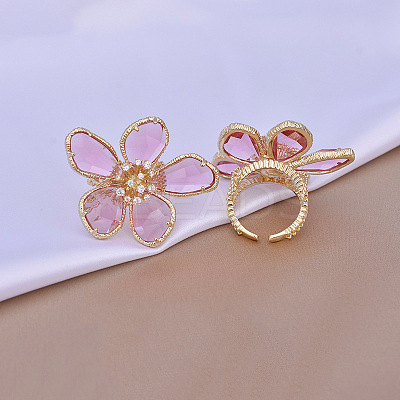 Alloy & Rhinestone/Synthetic Quartz Cuff Rings FS-WGD97BC-04-1