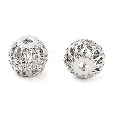 Brass Micro Pave Clear Cubic Zirconia Beads KK-U028-23P-1