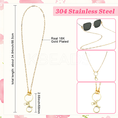 1Pc 304 Stainless Steel Paperclip Chains Pendant Decorations HJEW-SC0002-59-1