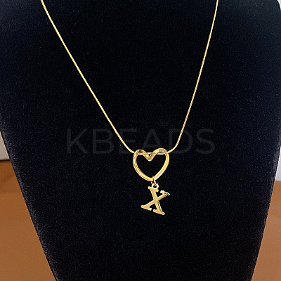 304 Stainless Steel Heart with Initial Pendant Necklaces for Women FS-WG4DC9E-24-1