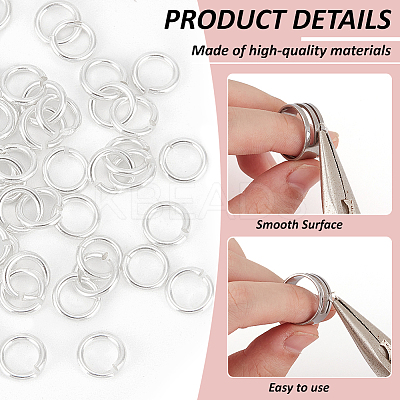 60Pcs 925 Sterling Silver Open Jump Ring STER-BC0002-57B-1