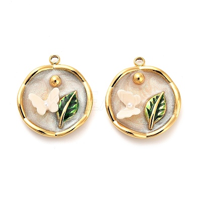 304 Stainless Steel Enamel  Pendants STAS-B084-09G-01-1