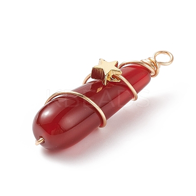 Dyed Natural Carnelian Pendants PALLOY-JF01866-01-1