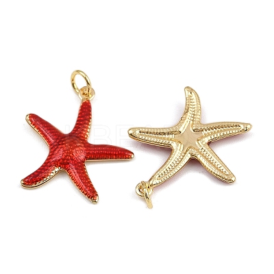 Brass Enamel Starfish Pendants KK-I377-03G-B08-1