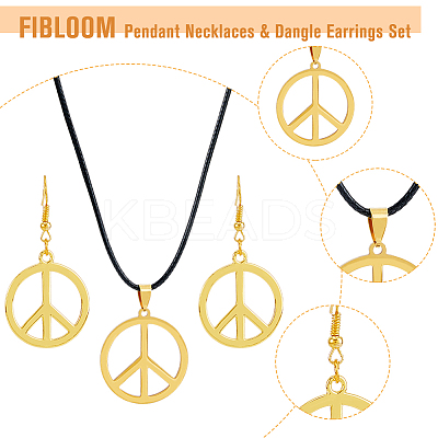 Peace Sign Jewelry Set SJEW-FI0001-23-1