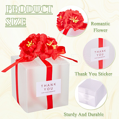 Clear PVC Candy Gift Packaging Boxes with Ribbon & Artificial Flower CON-TAC0001-20C-1