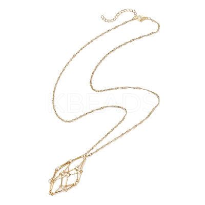 3Pcs 3 Styles 304 Stainless Steel Cuboid Link Chain Macrame Pouch Empty Stone Holder Necklace Making NJEW-JN05198-1