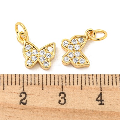 Rack Plating Brass Micro Pave Clear Cubic Zirconia Pendants KK-B093-13A-G-1