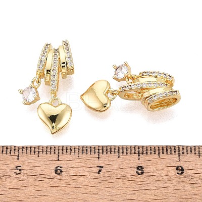 Brass Micro Pave Clear Cubic Zirconia Pendants KK-T075-88G-1