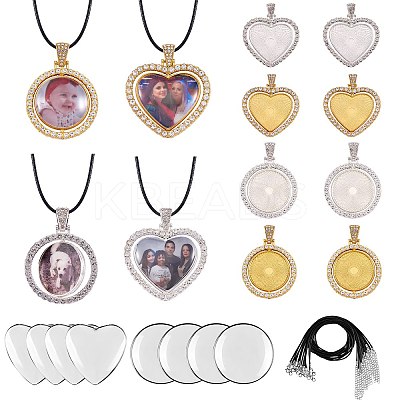 DIY Heart & Flat Round Necklace Making Kit DIY-SZ0007-31-1