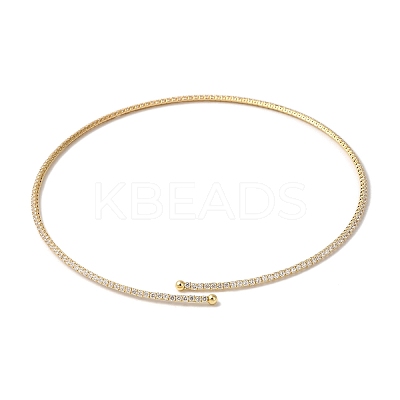 Rack Plating Brass Cubic Zirconia Elasticity Necklaces NJEW-S425-02G-1