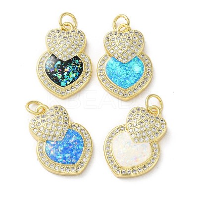 Valentine's Day Brass Micro Pave Clear Cubic Zirconia Pendants KK-C045-35G-1