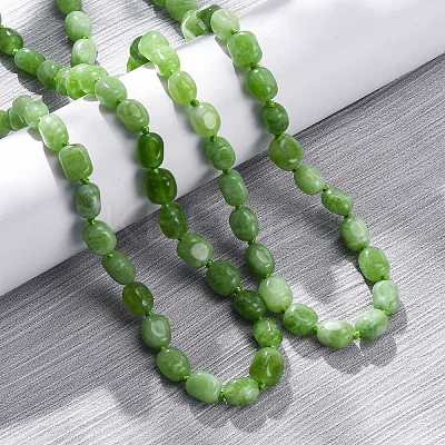 Natural Dyed Malaysia Jade Tumble Stone Nuggets Beaded Long Necklaces for Women NJEW-F340-A07-1
