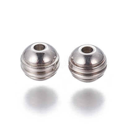Tarnish Resistant 201 Stainless Steel Grooved Beads X-STAS-P239-04P-1