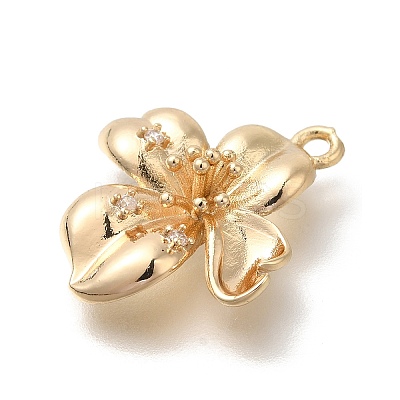 Flower Rack Plating Brass Micro Pave Cubic Zirconia Pendants KK-S399-04B-1