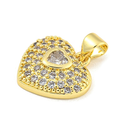 Heart Rack Plating Brass Micro Pave Cubic Zirconia Charms KK-Z053-17G-04-1