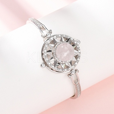Rotating Sun Natural Rose Quartz Link Bracelets GG-CBA0251-11P-01-1