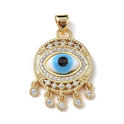 Lampwork Evil Eye Pendants with Colorful Cubic Zirconia ZIRC-L102-14G-02-1