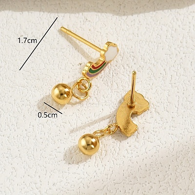Fashionable Classic Versatile Rainbow with Round 201 Stainless Steel Stud Earrings NE2607-1
