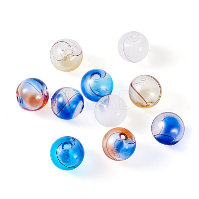 10Pcs 5 Colors Transparent Handmade Blown Glass Globe Beads GLAA-PJ0001-04-1