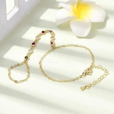 Brass Micro Pave Cubic Zirconia Mittens Bracelets BJEW-C156-01G-1