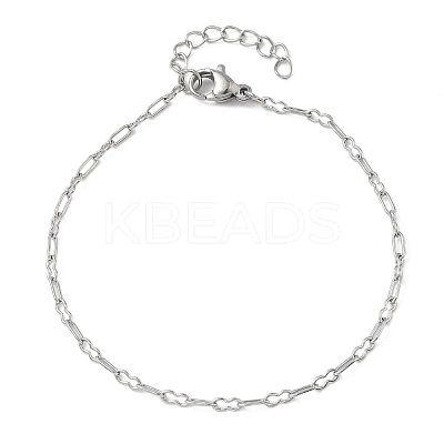 304 Stainless Steel Paperpclip Chains Bracelets for Women BJEW-U043-01P-1