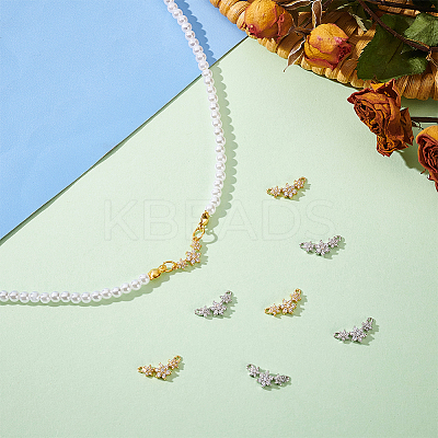 8Pcs 2 Colors Eco-friendly Rack Plating Brass Micro Pave Cubic Zirconia 2-Loop Charms KK-BC0011-46-1