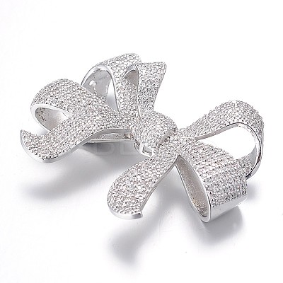 Bowknot Brass Micro Pave Cubic Zirconia Pendants ZIRC-O017-06-1