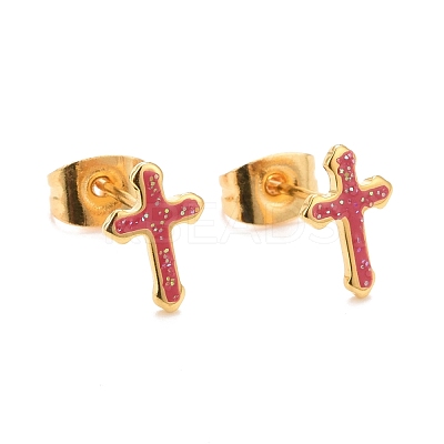 304 Stainless Steel Enamel Stud Earrings EJEW-B009-15G-1