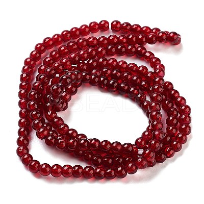 1 Strand Transparent Crackle Glass Round Beads Strands X-CCG-Q001-4mm-18-1
