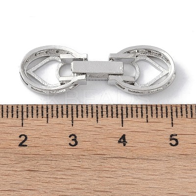 Rack Plating Brass Micro Pave Clear Cubic Zirconia Fold Over Clasps KK-NH0002-03A-P-1