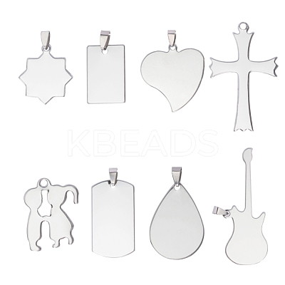 201 Stainless Steel Heart Stamping Blank Tag Pendants STAS-PH0018-77-1