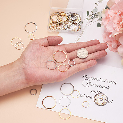 64Pcs 8 Styles 304 Stainless Steel Linking Ring STAS-CD0001-19-1