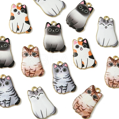 14Pcs 5 Styles Alloy Enamel Pendants ENAM-FS0001-95-1