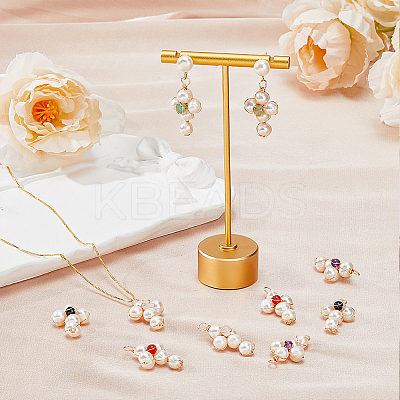 10Pcs 5 Styles Natural Mixed Stone Copper Wire Wrapped Pendants FIND-FH0008-81-1