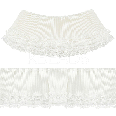 5 yards Double Layer Polyester Pleated Lace Ribbon OCOR-FG0002-12B-1