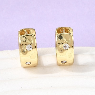 Brass Micro Pave Clear Cubic Zirconia Hoop Earrings EJEW-Z149-02G-1