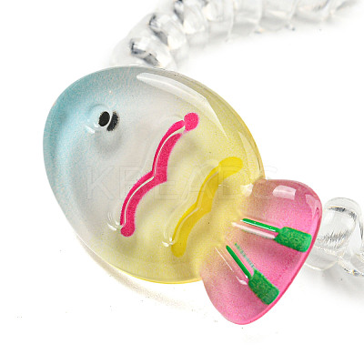 Summer Fish Resin Telephone Line Wire Elastic Hair Ties LS-AJEW-U004-02A-1