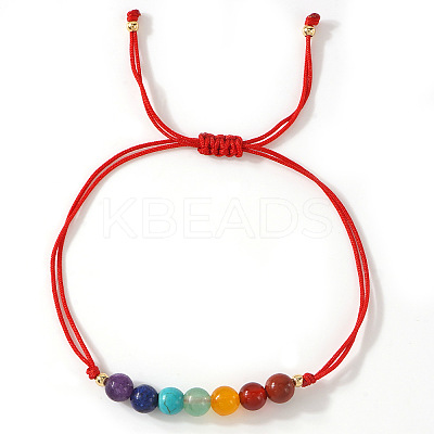7 Chakra Round Gemstone Braided Bead Adjustable Nylon Cord Bracelets for Daily Wear QK8990-1