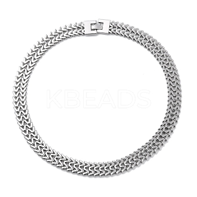 Non-Tarnish 304 Stainless Steel Mesh Chain Necklaces NJEW-Q340-01P-1