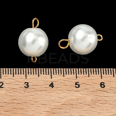 Baking Paint Pearlized Glass Pearl Round Connector Charms PALLOY-PH01725-1