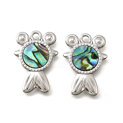 304 Stainless Steel Pave Natural Paua Shell Pendants STAS-C122-21F-01P-1