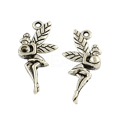 Tibetan Style Alloy Fairy Pendant Rhinestone Settings TIBEP-Q043-350-RS-1